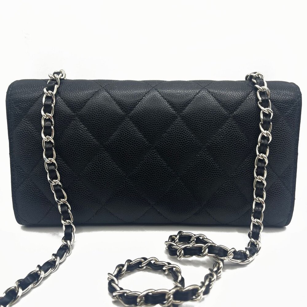 Authentic CHANEL CC Classic Caviar Flap Wallet Chain Shoulder Crossbody Black - Picture 4 of 16